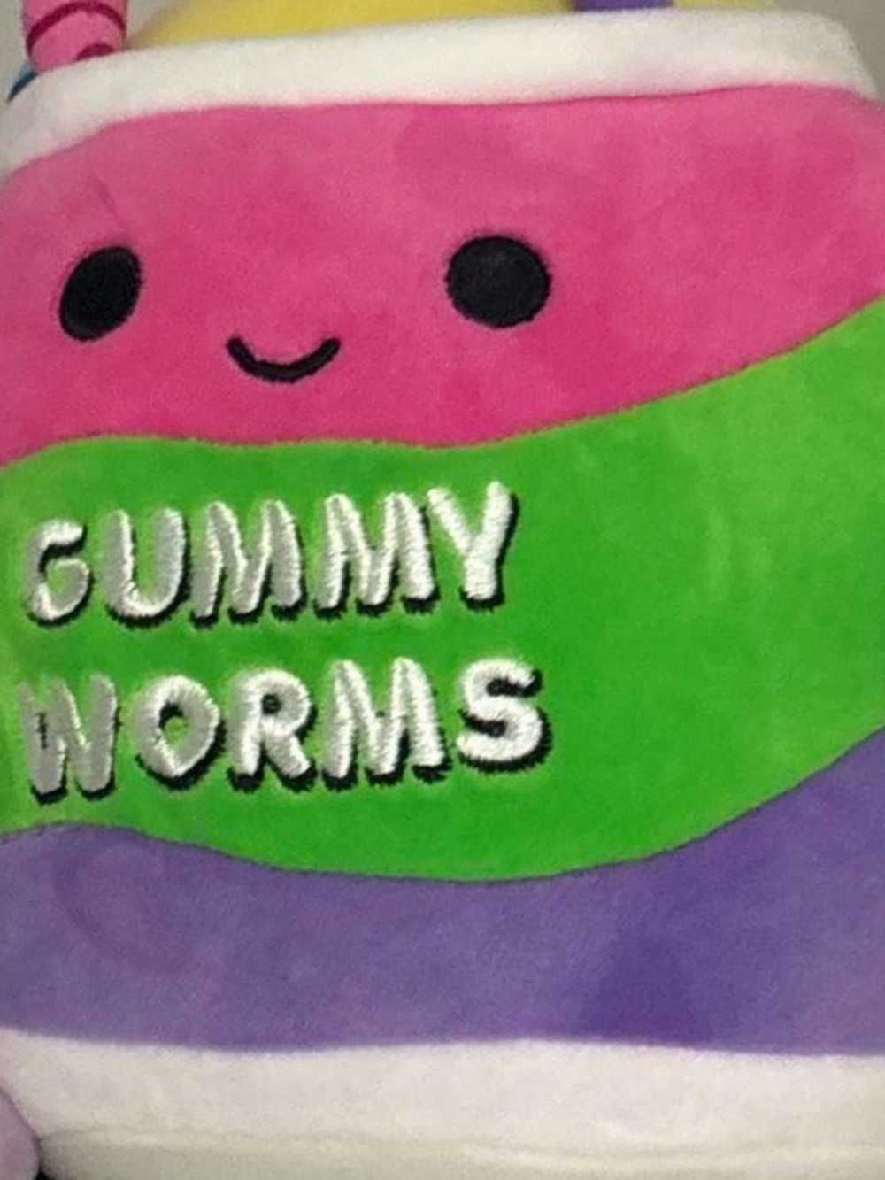 Squishmallows Pink Green Purple Gummy Worms Plush Pillow